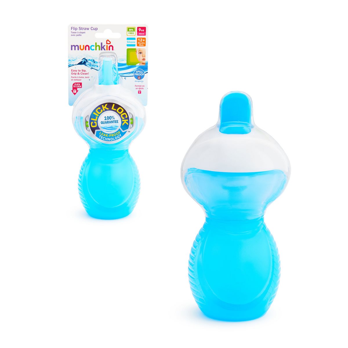 Vaso Antiderrame C/Bombilla Flip Click & Lock 260Ml Munchkin - Celeste Categoría: Sillas y accesorios Tipo producto:  Vasitos para bebés
